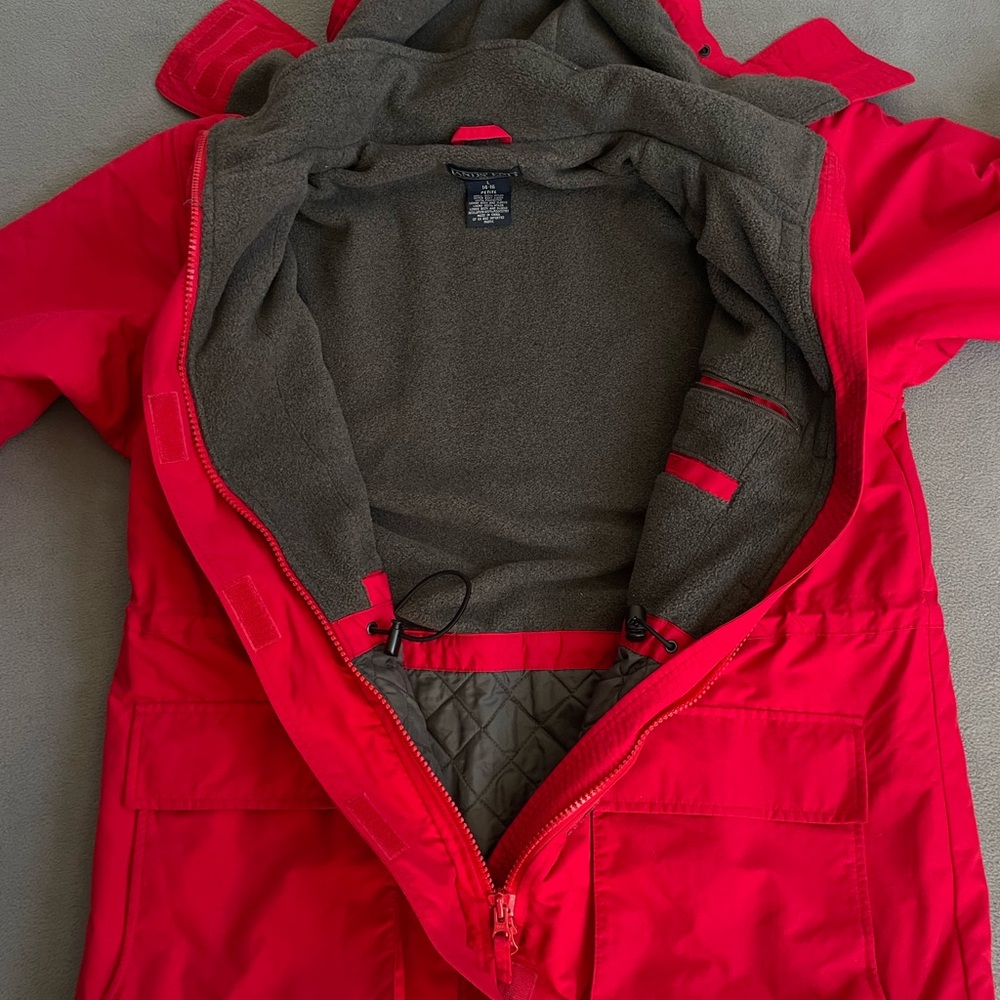 Lands'‎ End womens red squall parka sz 14-16 detachable hood - Picture 4 of 7
